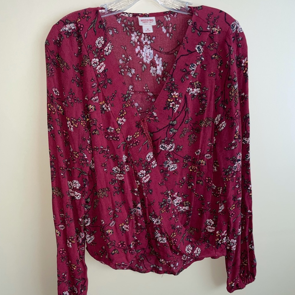 Red floral cross top